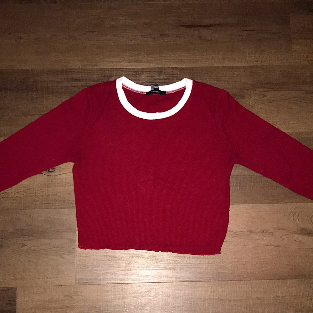 Dark red cropped long sleeve